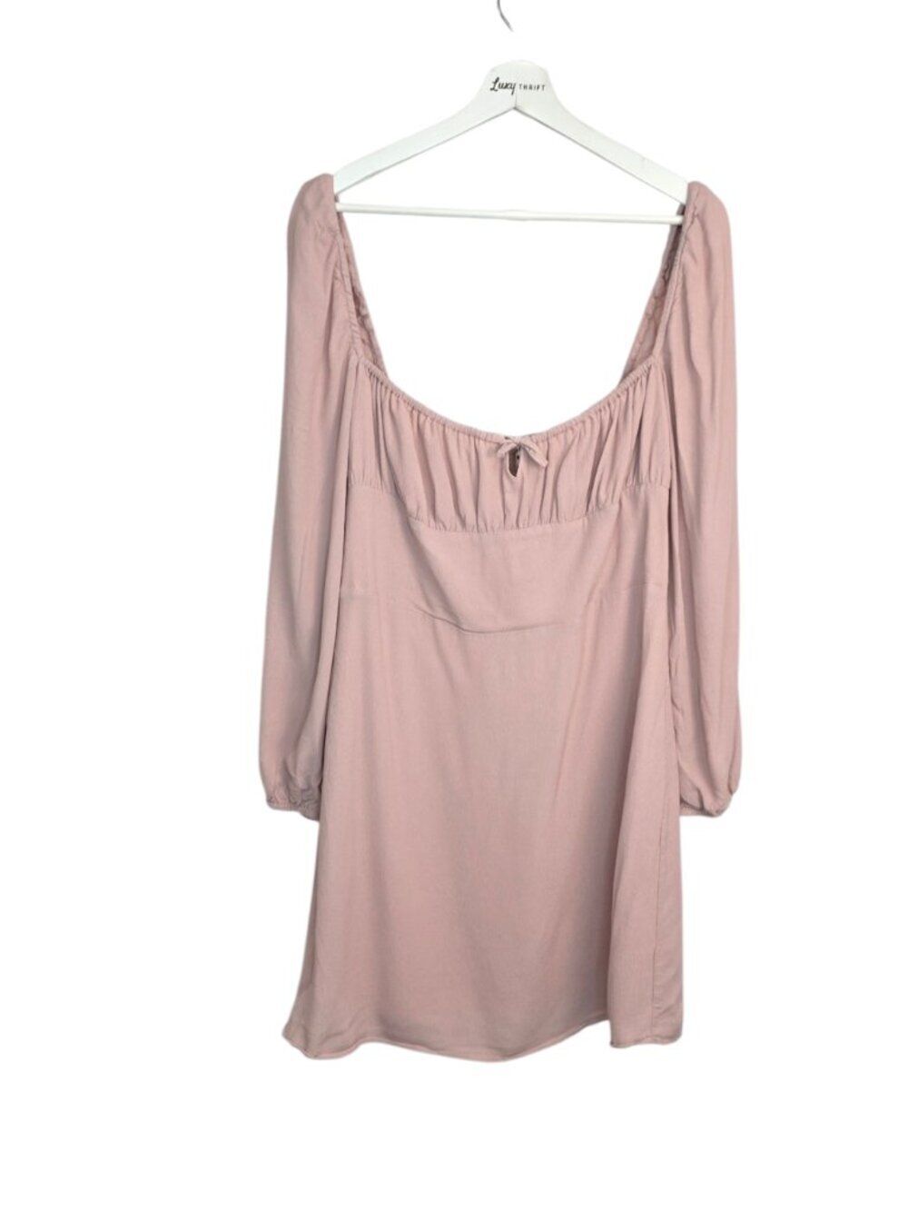 Aritzia Sunday Best Delilah Long Sleeve Dress, Crepe, Damask Pink, Smocked, XL